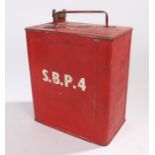 S.M & B.P Ltd red painted fuel can with brass BP cap