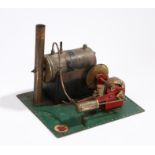 Bowman Models stationary steam engine with brass fittings, 22cm high, 28cm wide