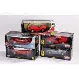 Five Hot Wheels 1:18 scale Ferrari models to include 166 MM Barchetta, 360 Spider, 550 Barchetta