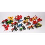 Collection of Britains and other toy tractors and farm machinery (qty)