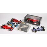 Six Paul's Model Art, Hot Wheels and Onyx model Formula One and Nascar racing cars to include