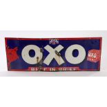 Oxo "Beef in Brief" enamel sign, the white Oxo lettering on blue & red background with image of an