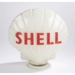 "Shell" petrol pump globe, opaque glass with red enamelled lettering, stamped "Property of Shell -