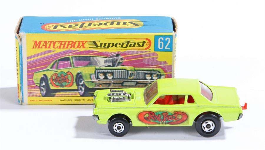 Matchbox Linsey Superfast diecast boxed model vehicle, No 62 Rat Rod Dragstar