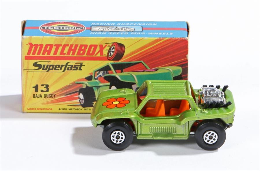 Matchbox Linsey Superfast diecast boxed model vehicle, No 13, Baja Buggy