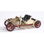 Mamod steam roadster with cream bodywork and red wheels