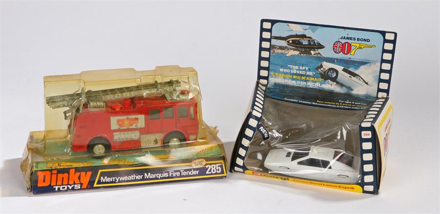 Corgi James Bond 007 Lotus Esprit, boxed, Dinky Merryweather Marquis fire tender, boxed (2)