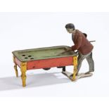 Kico tin plate clockwork billiard player, by Hubert Kienberger, Germany, 15.5cm wide , height 11.5cm