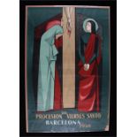 Barcelona poster, Del Procesion Del Viernes Santo, Barcelona 1956, 64cm x 98cm