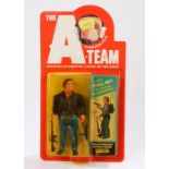 Galoob A Team figure, Templeton Peck a.k.a "Face", card and bubble, 1983