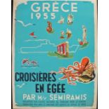 Greece poster, Grece 1955, Croisiers En Egee, S. Smith, Teipas, 60cm x 80cm