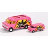 Corgi Charlie's Angels vans, Chevrolet large van, with rear opening doors together with US Van, (2)