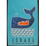 Israel poster, Israel le pays de la bible, Jean David 54, Johan the Prophet and whale, 62cm x 92cm