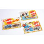 Corgi, to include Superhero's superman 2506, Corgi Twin 2502 and Corgi Popeye & Olive Oyl 2508, (3)