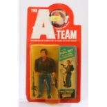 Galoob A Team figure, Templeton Peck a.k.a "Face", card and bubble, 1983