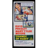 Change of Habit film poster, Elvis Presley, Mary Tyler Moore, 34cm x 76vm