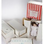 Eight porcelain collectors dolls housed in original boxes, four other dolls (qty)