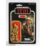 Kenner Han Solo (In Trench coat), Star Wars, Return of the Jedi, 1983, upon a 77 back unpunched