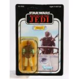 Kenner Weequay, Star Wars, Return of the Jedi, 1984, upon a 77 back unpunched card