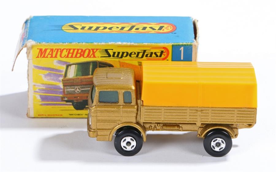 Matchbox Linsey Superfast diecast boxed model vehicle, No 1 Mercedes Truck