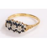 9 carat gold ring, set with sapphires, ring size N