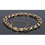 9 carat gold bracelet, with wide links and clip end, 24 grams