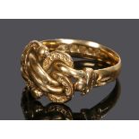 18 carat gold keepers ring, with a cross over design, 6.7 grams, ring size L