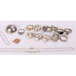 Silver jewellery, to include a collection of rings, a pendant necklace and further jewellery, (qty)