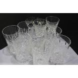 Waterford Crystal glass, to include seven glasses, two wine glasses, a bowl and a sweet meat, (11)