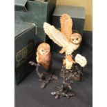 Bowbrook Studios Worcester figures, to include Long Eared Owl 1261, Barn Owl 1258, Lamp Chops