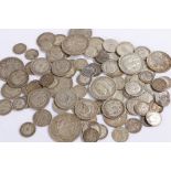 Pre 1920 coins, to include George III to George V, Three pence to Half Crowns, (qty) 300 grams