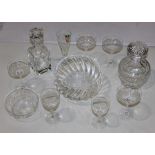 Glassware, to include four champagne bowls with star decoration, a bowl, another bowl, and further