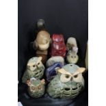 Collection of owl figures, to include pottery, stone, Animalforms, etc, (qty)