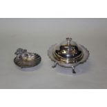 Silver plated muffin dish, together with a silver plated scallop butter dish, (2)