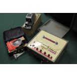E.A.P. tape recorders Elizabethan reel to reel recorder, microphone, Impala 2x2 slide projector