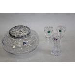 Royal Doulton crystal bowl together with a pair of Edinburgh Crystal glasses and Tutbury crystal