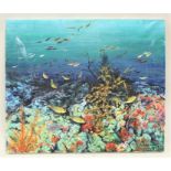 Oil on canvas painting by the artist Jan Wasilewski entitled Under the Sea, 65 cm x 54 cm (after the