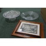 French pedestal glass bowl and fruit bowl in original boxes, 3D picture titled "the photographer" (