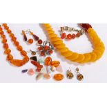 Collection of jewellery, to include amber, and agate set jewellery, (qty)