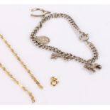 9 carat gold chain, AF 2.9 grams, together with a silver bracelet, (2)