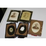 Three early 20th century bevelled glass photograph frames with easel backs, two Arco photograph