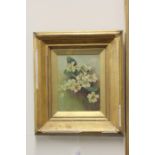 19th Century painting, still life of flowers, 15cm wide excluding the frame