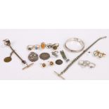 Jewellery, to include pocket watch chain, silver rings (qty)