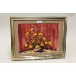 Watercolour by the artist Jan Wasilewski of Chrysanthemums in a pot 36 cm x 24 cm (after the