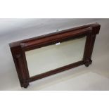 Edwardian mahogany framed over-mantel mirror