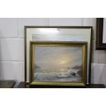 Charles Francis. A seascape, signed oil on canvas, 45cm wide, together with a watercolour of s