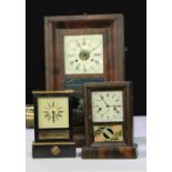 American wall clock by E.N. Welch, two American mantel clocks by Jerome & Co and Ansonia brass and