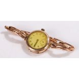9 carat gold ladies wristwatch, with Arabic hours, case 28mm diameter