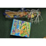 Small size croquet set, together with a boxed Screwball Scramble game, (2)