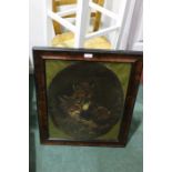 Oil on canvas, three fox cubs, housed in a maple effect frame, the oil 39.5cm x 49.5cm